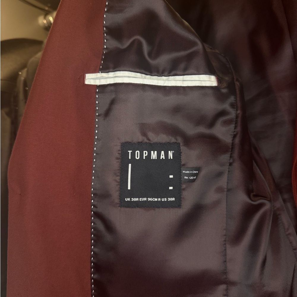 Men’s Topman Skinny Fit Burgundy Suit - Picture 5 of 8